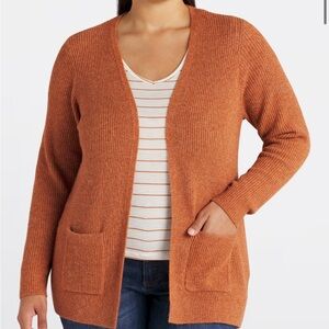 Cozy Burnt Orange Open-Front Sweater